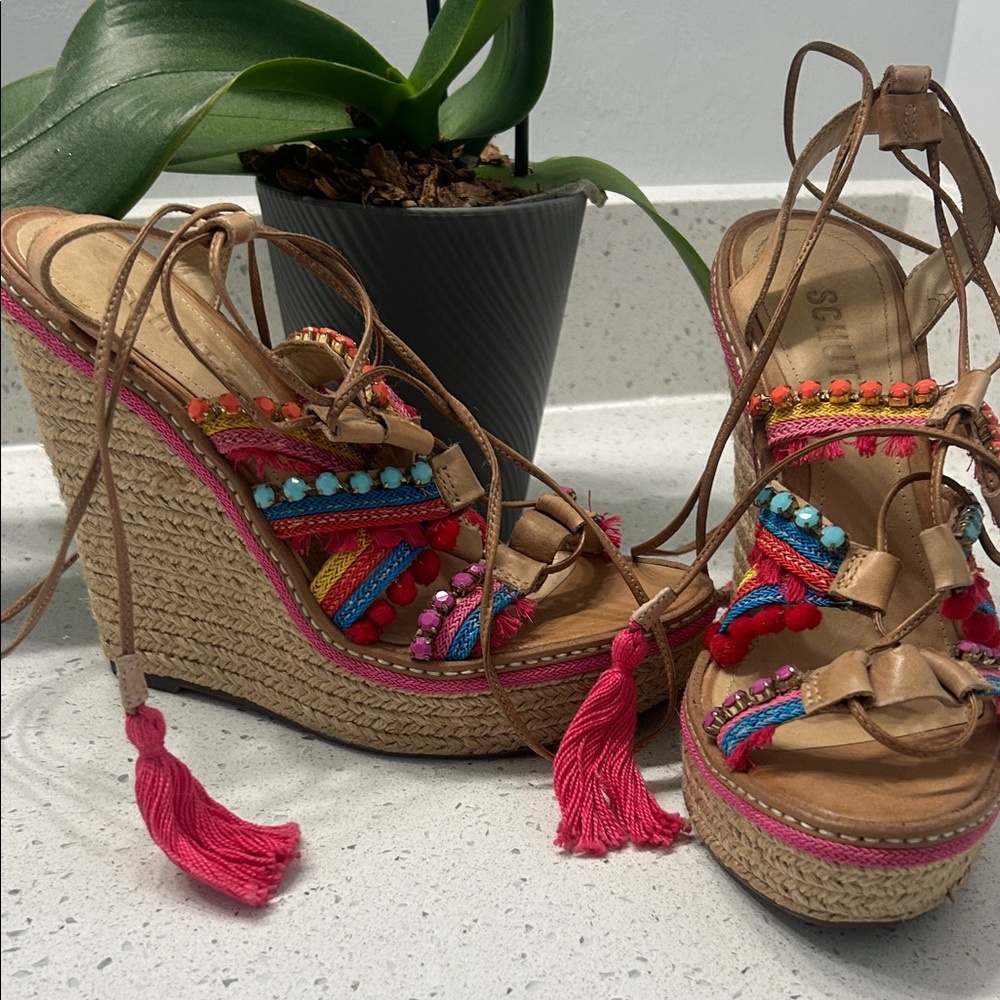 SCHUTZ Multicolor Tassel Wedges